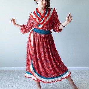 70'S BOHO CHIC HIPPIE RUFFLE DRESS HONG KONG